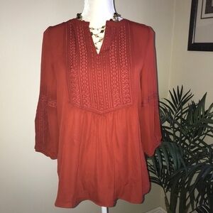 Cynthia Rowley Poly Peasant Tunic Top S